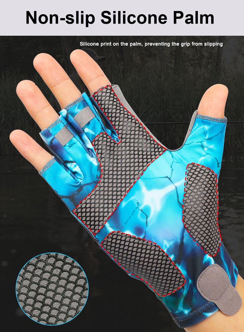 SUJAYU Fishing Gloves - Men & Women's UV Protection Sailing & Kayak Gloves, Blue, Large