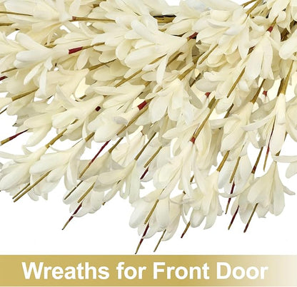 26 Inch Realistic Fall Wreaths for Front Door Outside Autumn Wreath Outdoor Indoors Fall Decorations for Home Thanksgiving Halloween Holiday Decorations Clearance for Wall Porch Door (Fall White)