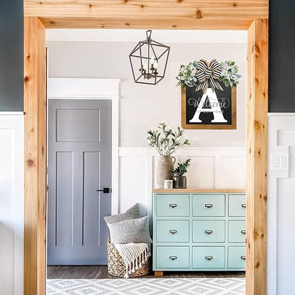 16'' Personalized Last Name Welcome Sign, Door Wreaths for Front Door Outside, Spring Wreath for Front Door Decor, Farmhouse New Home Gifts for Home (A)