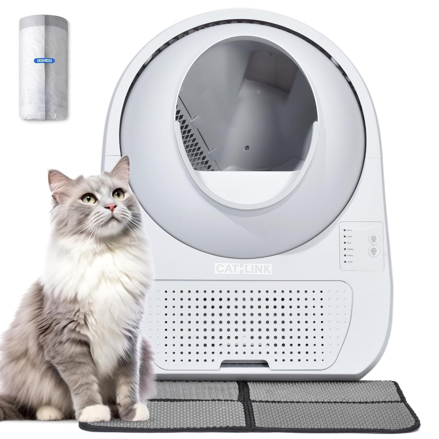 CATLINK 2026 Upgrade Self Cleaning Cat Litter Box with Mat, Automatic Litter Box for Multiple Cats 3.5 to 22 lbs, Double Odor Control, Safety Sensors
