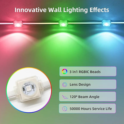 Permanent Outdoor Lights for House, 100ft Smart RGB&IC LED Eaves Light, Daily and Accent Lighting, 212 Scene Modes, Alexa & Google Assistant Compatible, Daily Party Halloween Christmas Decor