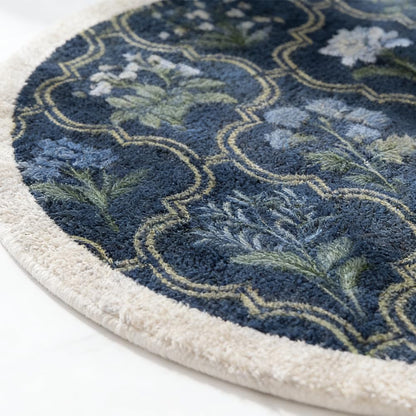 gdmgdr Spring Floral Bathroom Rug 32" x 20" Wild Flowers Bathroom Mat Boho Floral Bath Rug (Oval, Blue)