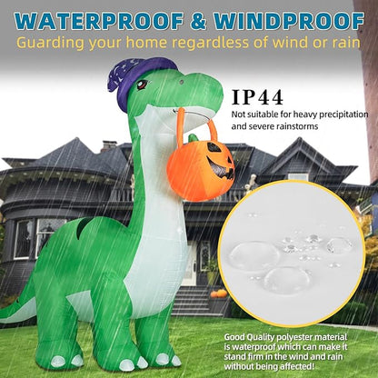 ININ 10FT Giant Halloween Inflatable Dinosaur Decorations Outdoor,Halloween Blow Up Yard Decorations Built-in LED Lights,Halloween Party Decor,for Yard/Lawn/Garden.