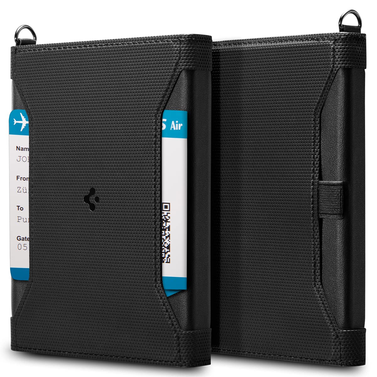 Spigen Life for Passport Card Cover Holder with RFID Blocking Technology Wallet Travel Documents Organizer Protector Accessories, SIM Card Pin Included - Black