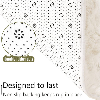 LOCHAS Ultra Soft Indoor Modern Area Rugs Fluffy Living Room Carpets for Children Bedroom Home Decor Nursery Rug 4x6 Feet, White