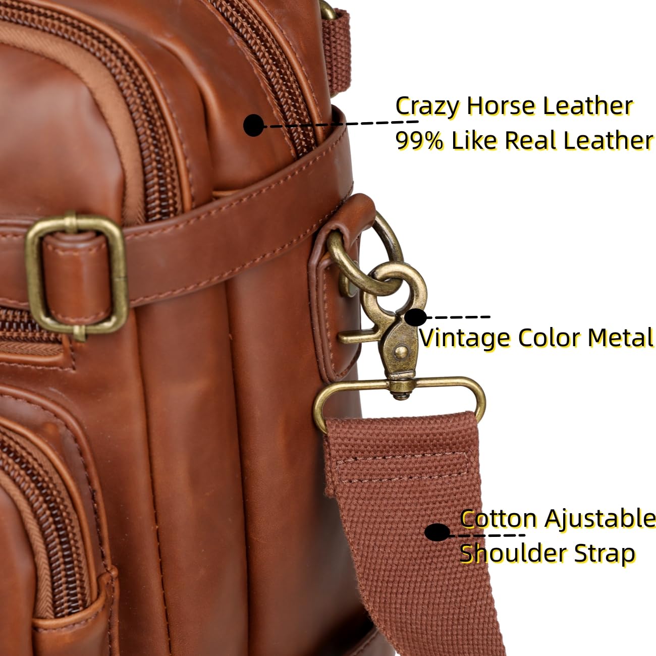 Baosha Leather Laptop Briefcase Backpack Hybrid Large 17 inch Laptop bag Travel Carry on Backpack Vintage for Men HB-22 (Brown)