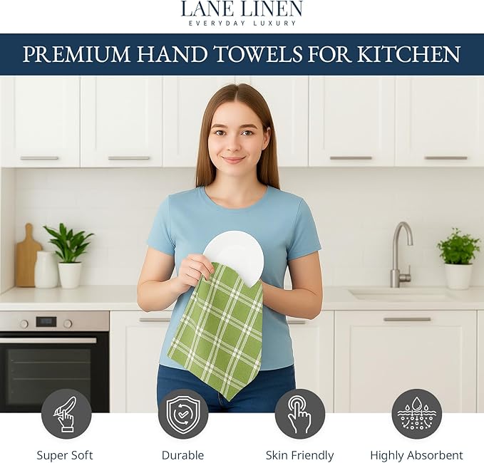 LANE LINEN Cotton Kitchen Towels Set, Quick-Drying Dish Towels
