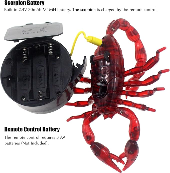 Tipmant Simulation RC Scorpion Remote Control Animal Vehicle Car Electric Scary Trick Prank Toy Halloween Kids Gift (Red)
