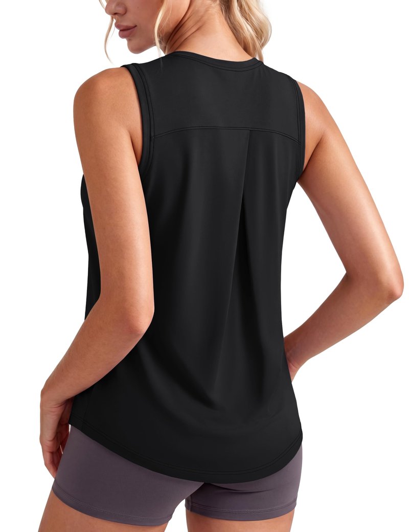 MAGCOMSEN Black Tank Top Woman Sleeveless Workout Muscle Quick Dry Loose Fitting Tank Tops Yoga Gym Running Shirts M