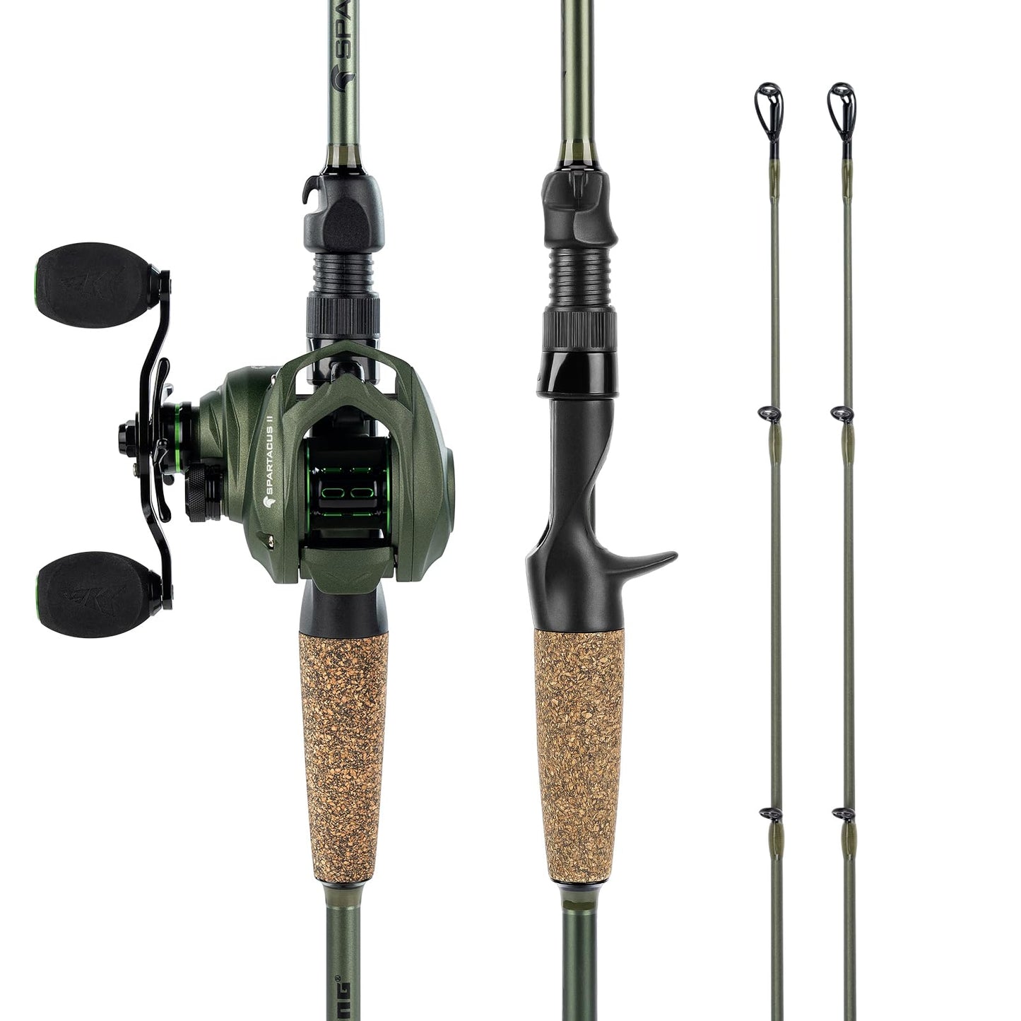 KastKing Spartacus II Baitcasting Fishing Reel Combo,7'6" H,Left Handed Reel