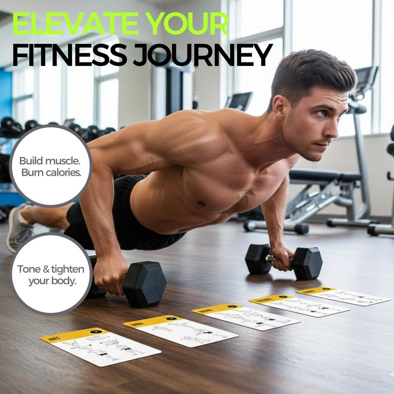 Bodyweight Training Cards Set - 50-Exercise Fitness Deck for Home/Gym, Beginner to Advanced, Customizable Workouts (Vol 1)