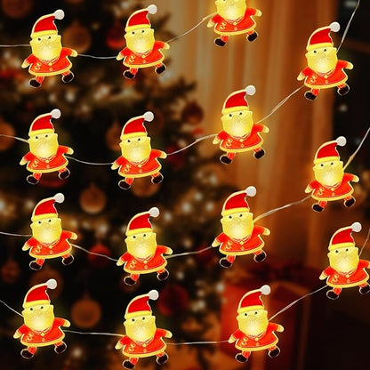 Aogist Christmas Santa String Lights, 16ft 50 LED Battery Powered Santa Claus Decoration Lights for Indoor Outdoot Party Festival Christmas Decorative
