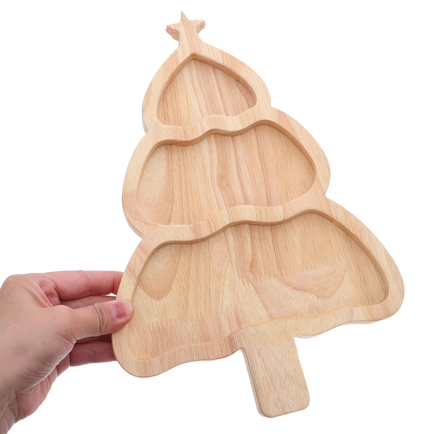 jojofuny Christmas Tree Serving Tray Bamboo Snack Platter - Divided Holiday Party Dining Plate For Appetizers Candy And Desserts - Christmas Tree Charcuterie Platter For Family Gatherings