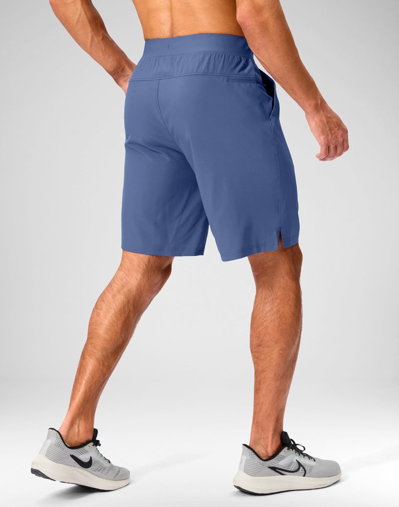 Soothfeel Men's Running Shorts with Zipper Pockets 9 Inch Lightweight Quick Dry Gym Sports Athletic Workout Basketball Shorts for Men (Blue, XL)