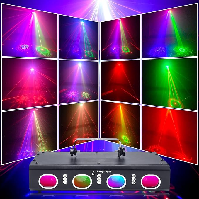 Party Lights DJ Disco Lights, 3D Effect Sound Sensing Laser Flash Stage Projector Home Show Christmas Halloween Party Birthday Decorations Club KTV Bar Karaoke Dance
