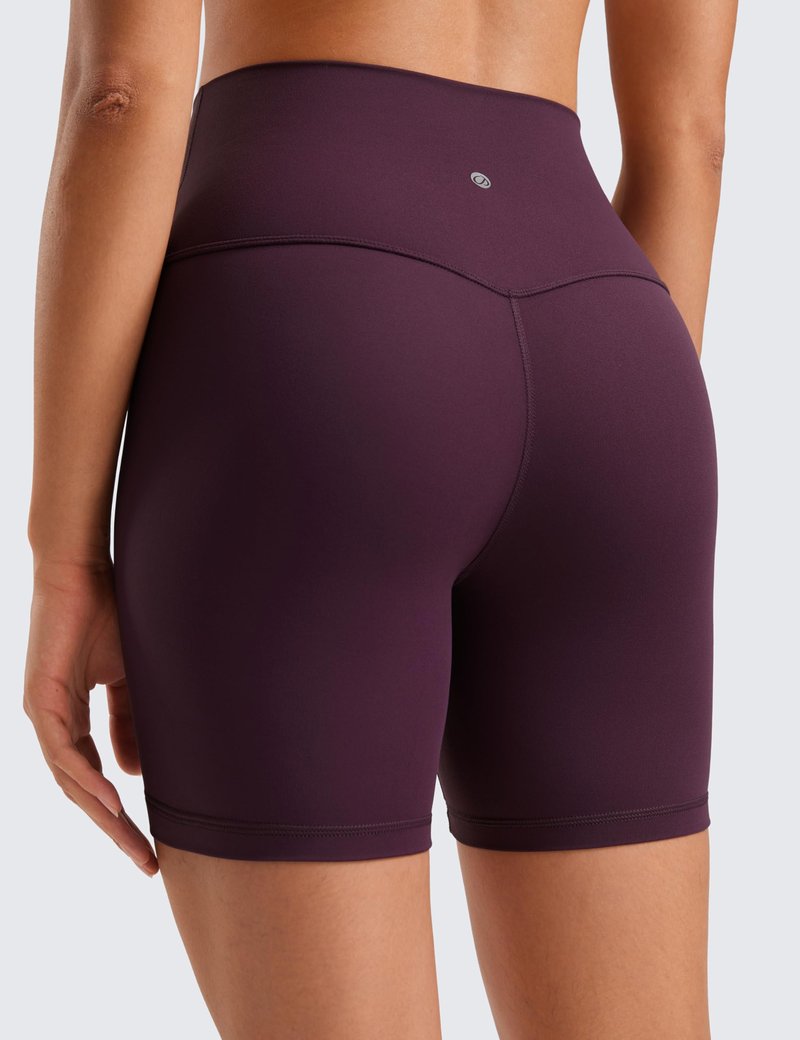 CRZ YOGA ButterLuxe Biker Shorts 6" - High Waisted Workout Running Volleyball Spandex Yoga Womens Deep Purple Small
