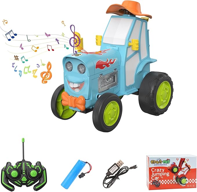 GoolRC Crazy Jumping Car Toys RC Stunt Car with Music Lights Rechargeable Radio Controlled Rocking Cars Toy Christmas Birthday Gift for Teen(Blue)