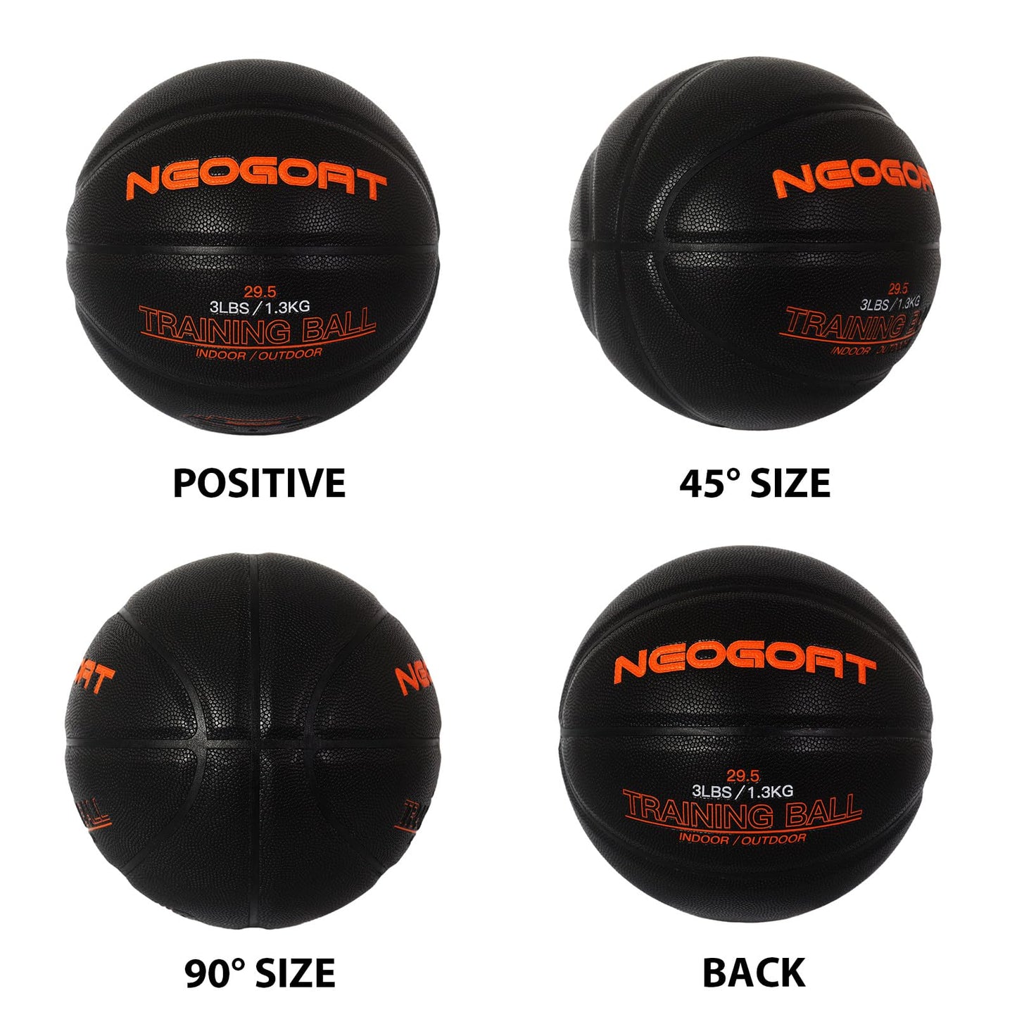 NEOGOAT 3LBS 29.5" Weighted Basketball Size 7 Heavy Basketball Training Equipment for in& Outdoor Improving Handling Dribbling, Passing&Rebounding Skills Weighted Training(Deflated)