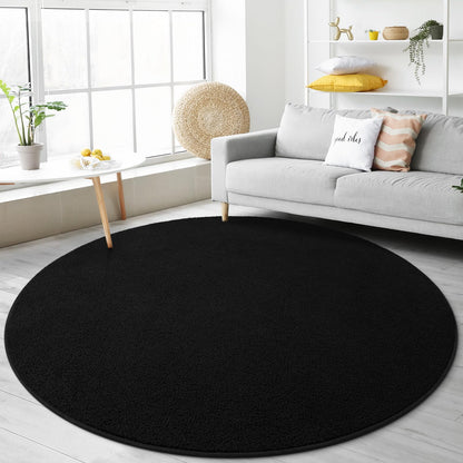 Gifeas Ultra Soft Round Area Rugs for Living Room Bedroom, 4x4 Feet Black Thickened Memory Foam Modern Indoor Circle Carpets, Non-Slip Comfy Circular Rug for Boys Girls Nursery Room Home Decor