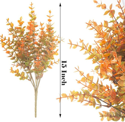 10 Bundle Artificial Fall Boxwood No Fade Faux Autumn Plants