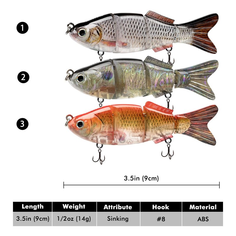 TRUSCEND Easy Catch SwimMax with BKK Hooks, Magic Noisy Wiggling and Vibrating Actions for More Bites, Lifelike Fishing Lures for Bass Trout Walleye Crappie, Strongest Dyneema Fiber Jointed Swimbaits