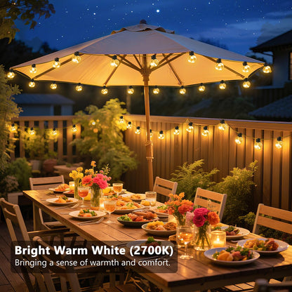 KepStars Outdoor String Lights Plug in, 25ft 20 LED Bulbs Hanging Patio Lights Dimmable with Timer & Remote, Globe Bulb Shatterproof & Waterproof for Outdoor Indoor Backyard Balcony Decor - Warm White