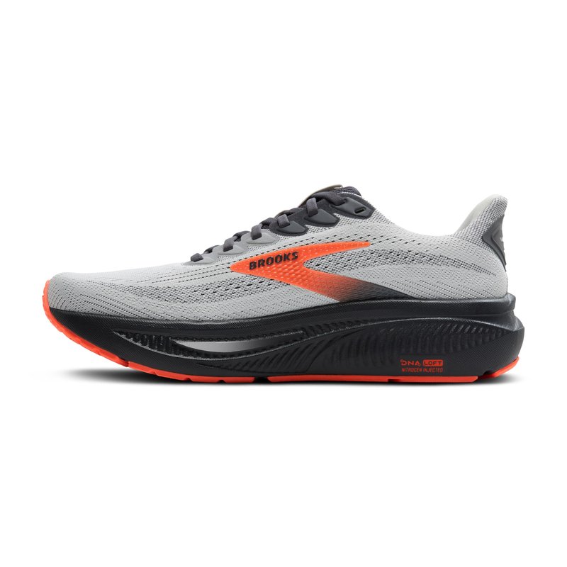 Brooks Men’s Ghost 17 Neutral Running Shoe - Oyster Mushroom/Orange/Ebony - 13 X-Wide