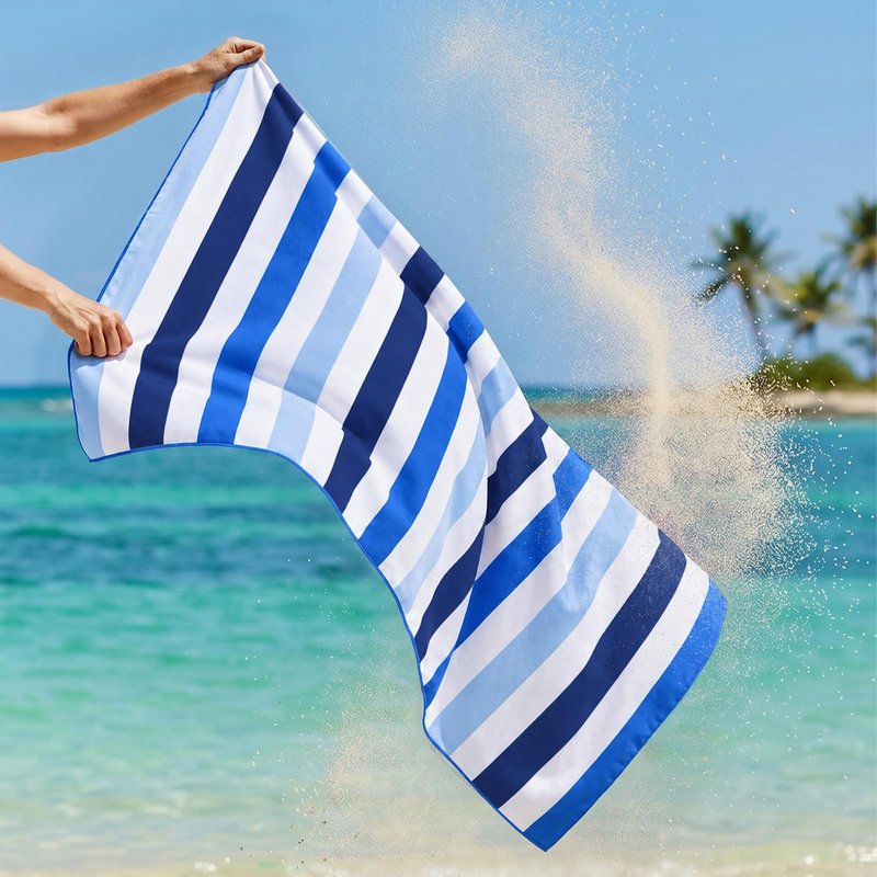 Exclusivo Mezcla 2 Pack Microfiber Quick Dry Beach Towels, Large Lightweight Sandfree Pool Towels for Swimming Camping Travel with Bag (Blue and Red, 30x60 Inches)