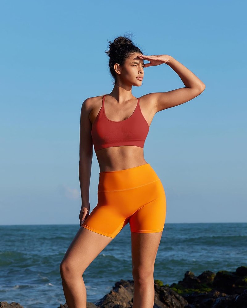 Sports Bras for Women - Sexy Crisscross Back Seamless Design | Medium Support with Removable Pads
