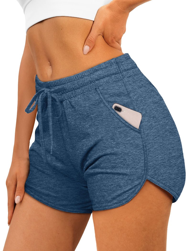 Biker Shorts with Pockets and Drawstring Summer Clothes for Women XL 3b-Dark Blue
