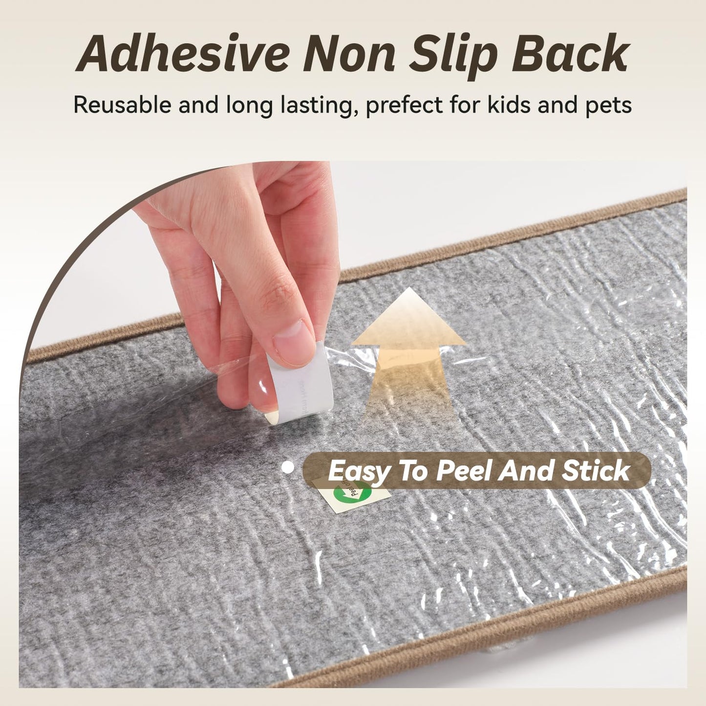 PADOOR Stair Treads Non Slip 15 PCS, 3D Peel and Stick Stair Treads for Wooden Steps Indoor, Residue-Free Adhesive Stair Runner for Kids, Elders & Pets, Washable Carpet for Stairs,8"x30",Brown