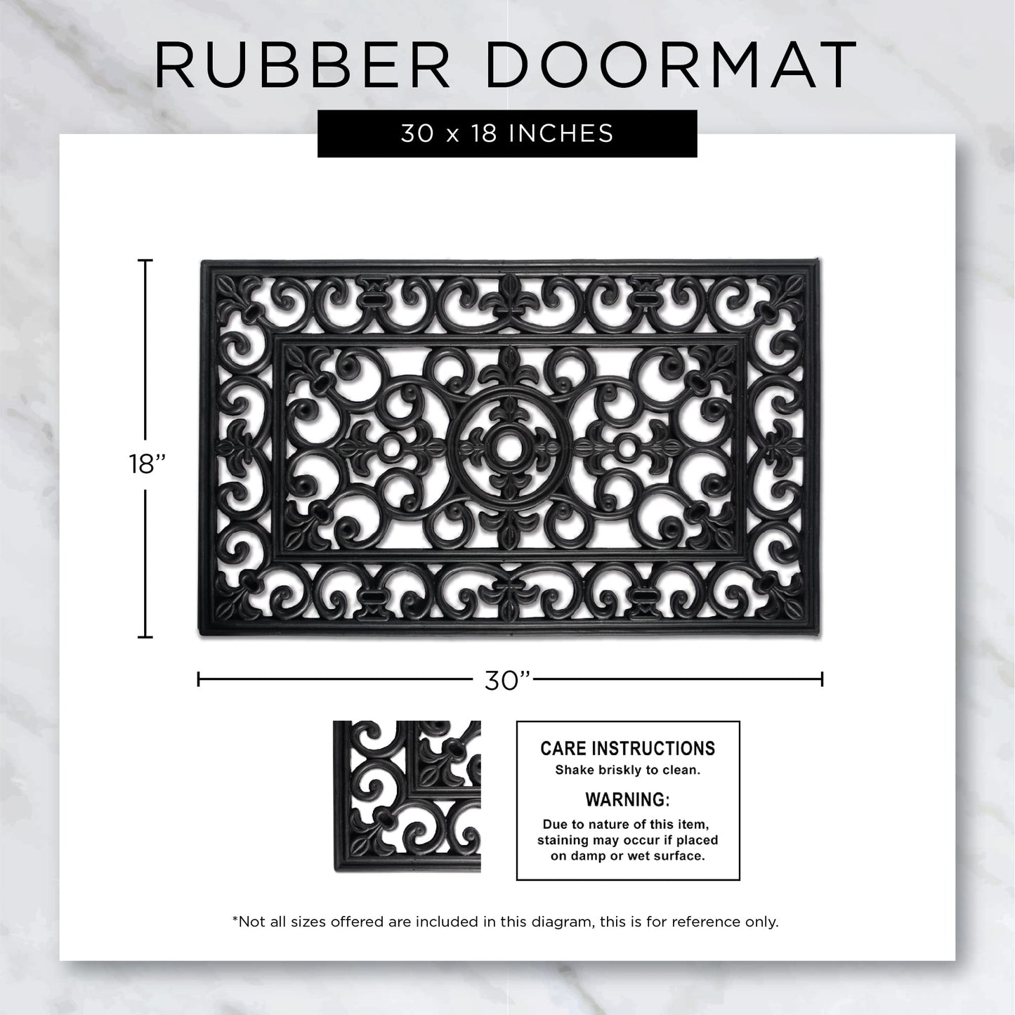 DII Rubber Doormats Collection All Weather, 18x30, Lattice