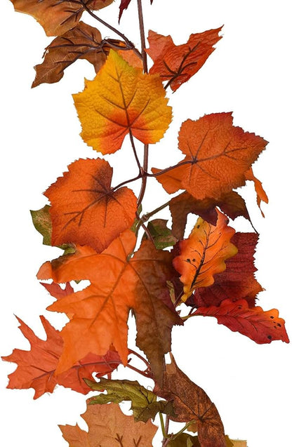 Lvydec 2 Pack Fall Maple Garland - 5.9ft/Piece Artificial Fall Foliage Garland Colorful Autumn Decor for Home Wedding Party (Mixed Color)