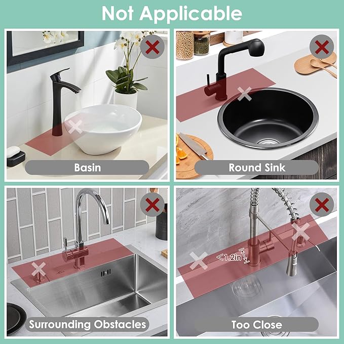 24 Inch Silicone Faucet Mat for Kitchen Sink Splash Guard