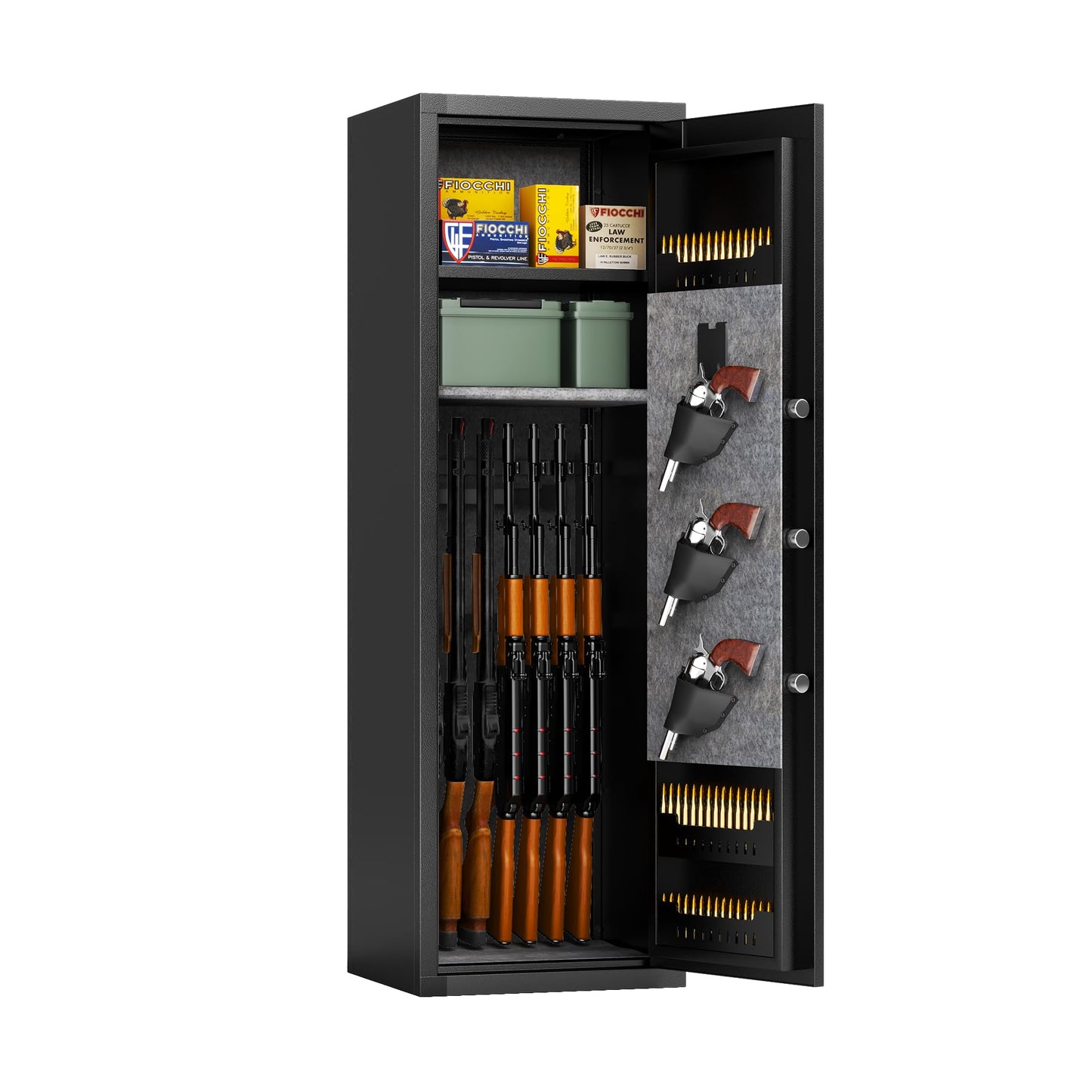 15-17 Gun Safe, 57'' Safe, 0.1s Fingerprint Unlock Gun Safe for Rifles and Pistols, Gun Cabinet Safe for Handgun with Adjustable Shelves, Suitable for Rifles, Pistols &Shotguns（1Pack)