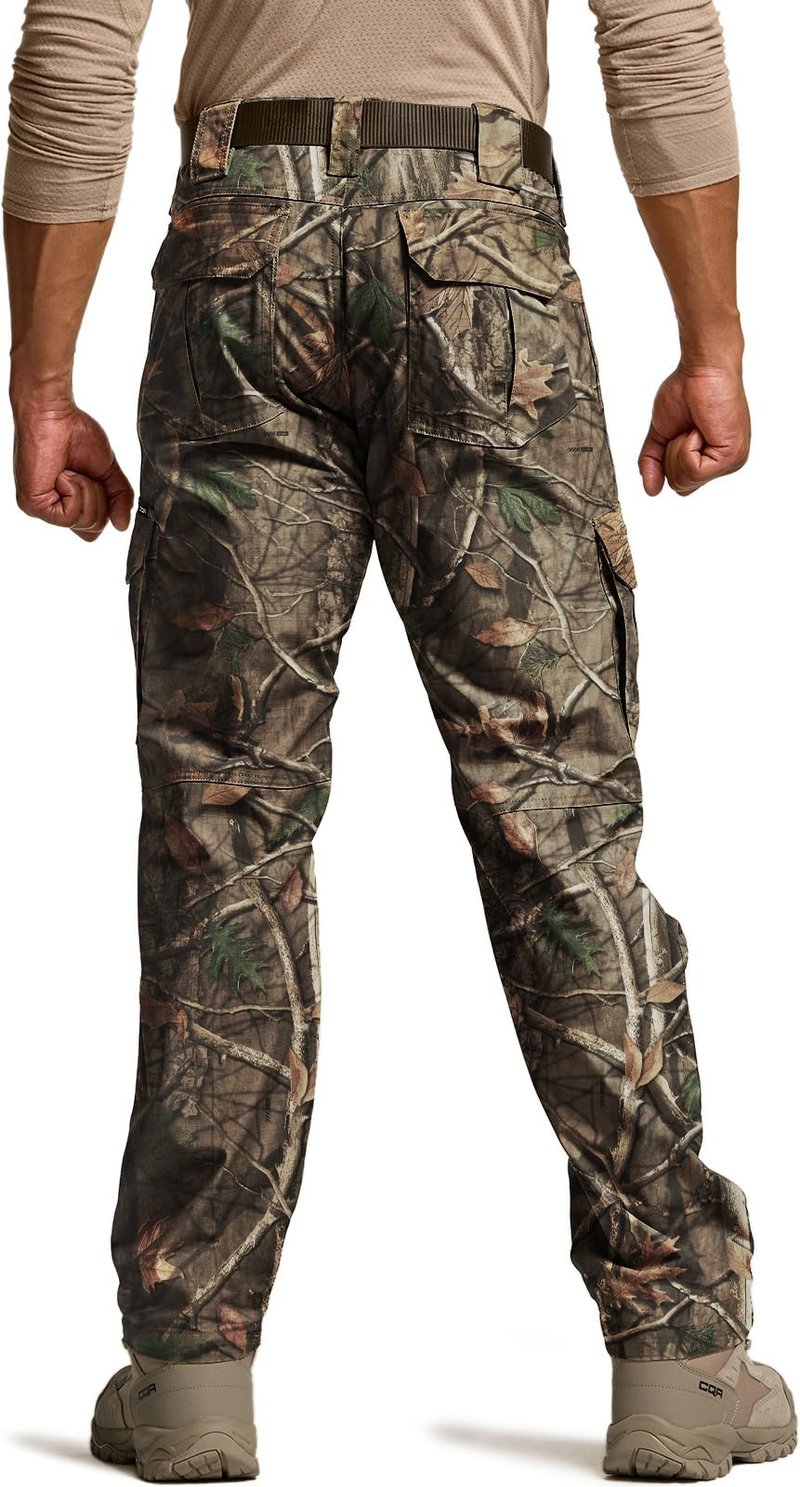 CQR Men's Tactical Pants, Water Resistant Ripstop Cargo Pants, Lightweight EDC Work Hiking Pants, Outdoor Apparel, Duratex Mag Pocket Print Hunting Camo, 30W x 30L