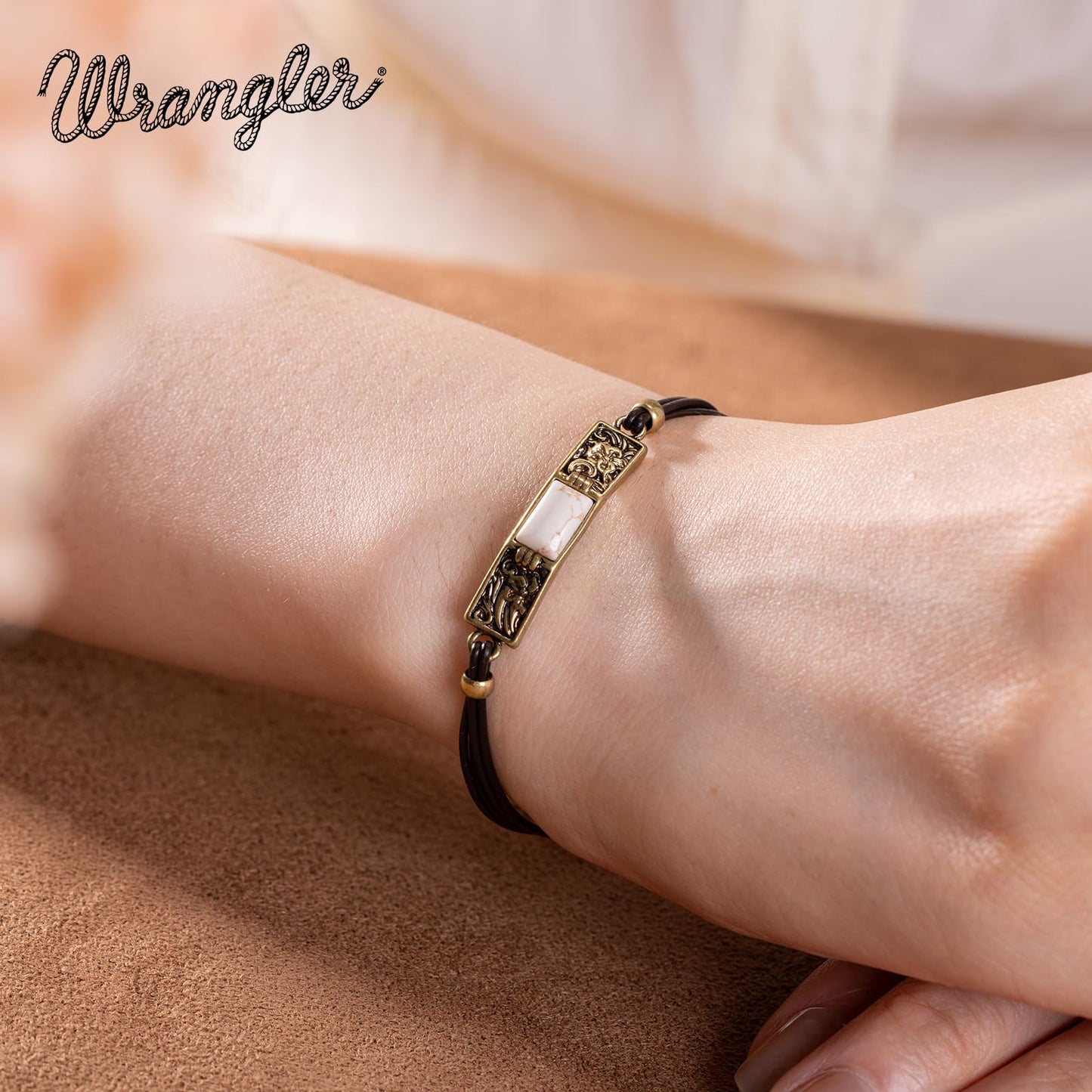 Montana West x Wrangler Faux Leather Wrap Bracelets for Women Western Country Bohemian Cowgirl Turquoise Dainty Jewelry AR-WGW-1119G-BG