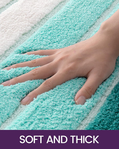 DEXI Bath Mats for Bathroom, 24x36 Absorbent Microfiber Bath Mat Quick Dry, Washable Bathroom Rugs with Non Slip Backing for Shower Floor, Sink, Tub, Turquoise