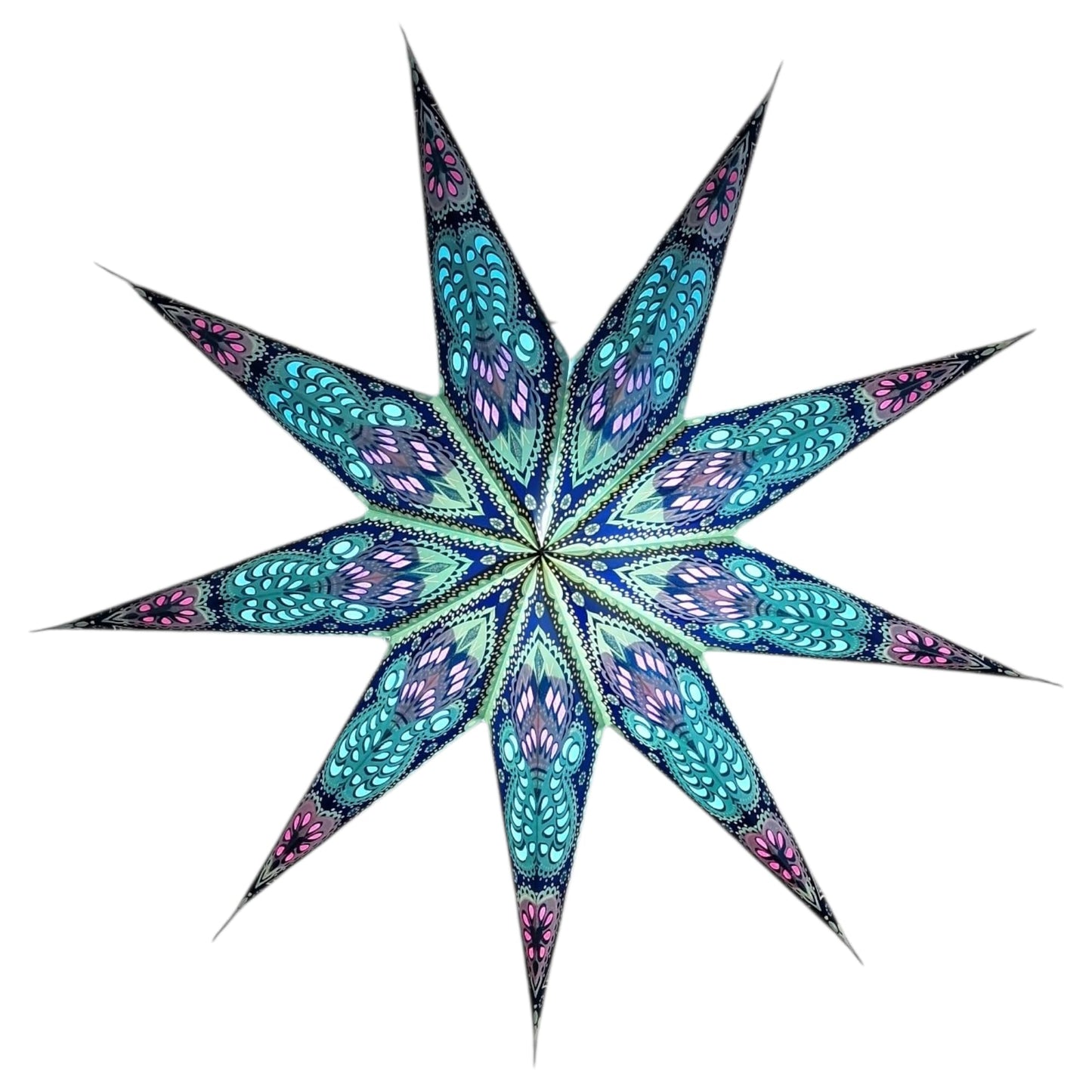 YEPSIO Lantern Lampshade Paper Star Light Shades Large 60cm Hanging Decorations for Christmas Wedding Home Decoration Birthday Party Foldable 9 Pointed Star (Glitter Blue, Purple, Red)