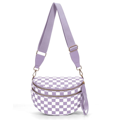 Checkered Crossbody Bum Bags for Women Nylon Checkered Purse Checkerboard Fanny Pack