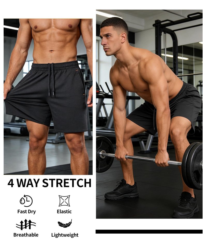 Little Beauty 3 Pack Mens Gym Basketball Shorts 9" Fast Dry Running Athletic Shorts with Pockets for Casual Workout Black Black Black L