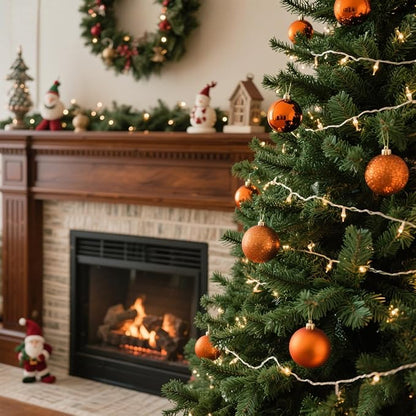 Christmas Tree Decorations Ornament Set for Fall Halloween, 50ct Orange Shatterproof Christmas Ball Ornaments Hanging Xmas Holiday Party Decor(1.57"-2.36")