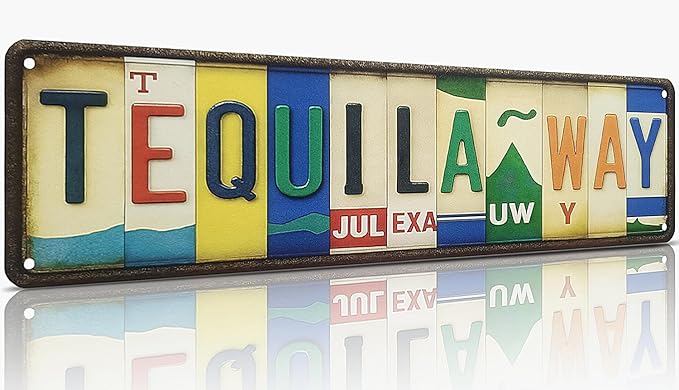 Tequila Way Metal Sign – All-Aluminum Retro Wall Decor for Home Bar, Patio Party, Poolside or Pub, Fun Gift for Tequila Lovers – 16 x 4 Inch