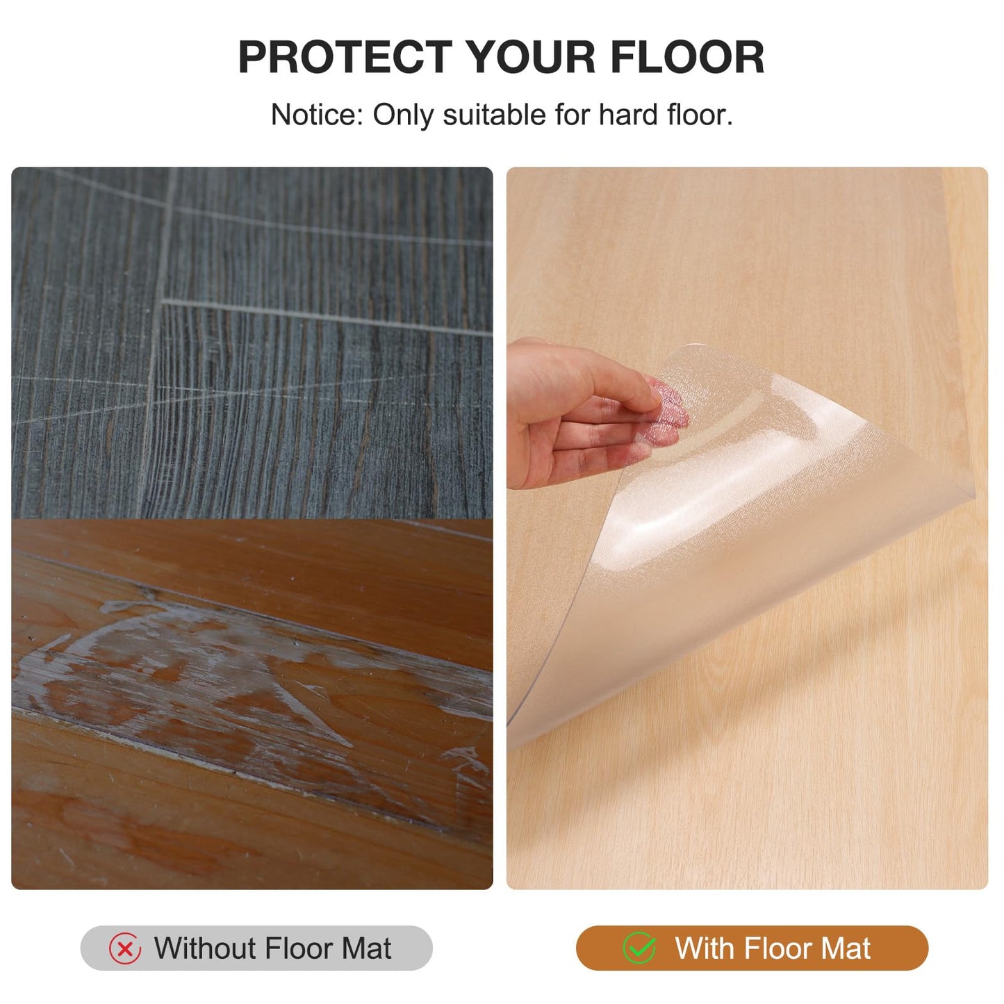Mymeely Floor Mat for Home, 6'x9 Upgraded Clear Area Rug for Dining Room, Non-Slip Hard Floor Living Room, PVC Waterproof Vinyl Floor Protector Mat, Large Plastic Under Bedroom, Kitchen, Table