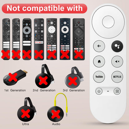 Voice Replacement for Google-Chromecast-Remote, G9N9N for Chromecast with Google TV Remote, for Google TV Streamer (Only for Snow Chromecast Google)