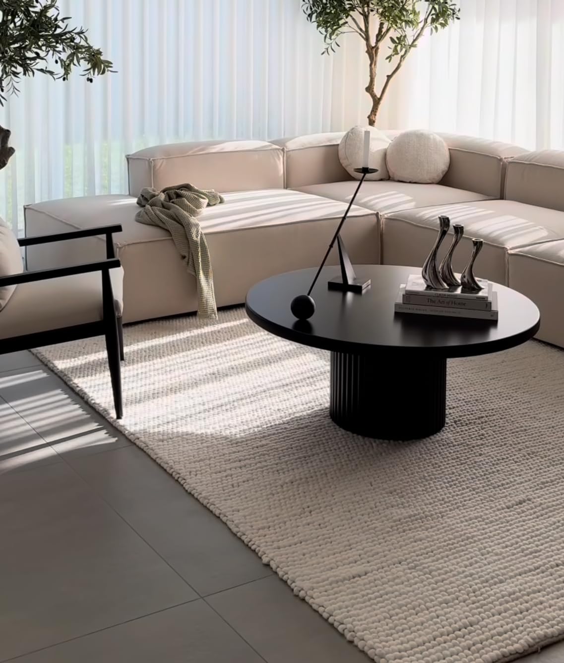 S & L Homes Wool Cotton Hand Woven Chunky Knit Popcorn Rug - Ivory Contemporary Area Rug for Living Room Bedroom (5' x 8' - Ivory)