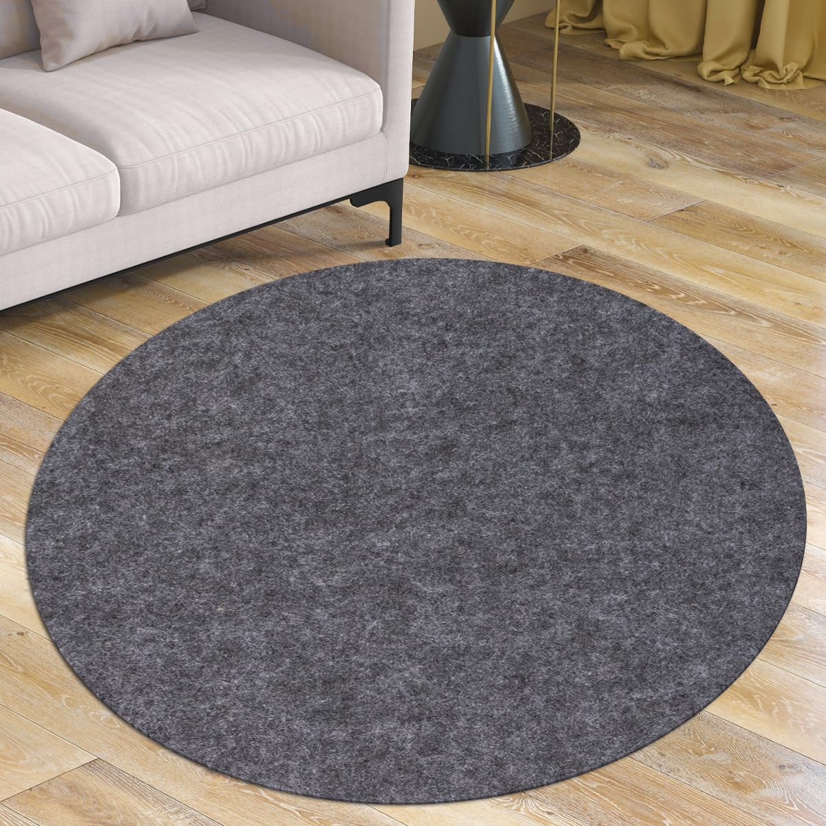 Waterproof Rug Pad Round 1/4 Thick Waterproof Non-Slip Rug Pad， Pad for Hardwood Floors， Rug Pads for All Floors and Finishes, Keeps Carpets in Place Soft and Safe（3FT）