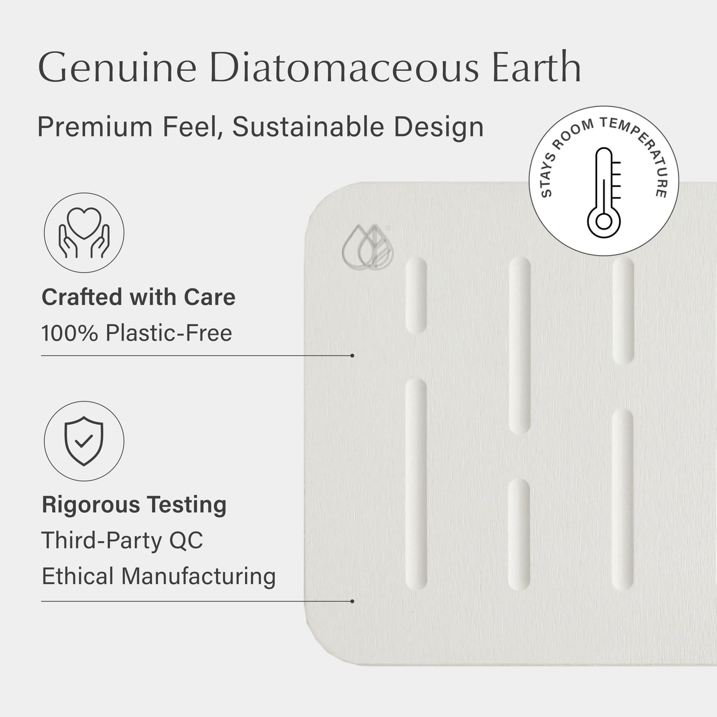 Dorai Home Stone Bath Mat - Premium Diatomaceous Earth Bath Floor Mats with Non-Slip Base, Fast-Drying Modern Shower Mat for Bathroom | Rain Sandstone - 23.6"x15.4"