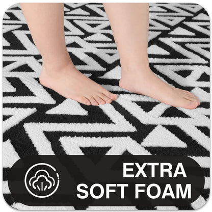 Ompaa Ultra Soft Geometric Bedroom Rugs Memory Foam Carpet, Black 5 x 8 Feet, Cozy Area Rugs for Living Room Couch Dorm Bedside Kids Girls Teens Room Nursery Decor Floor Mat