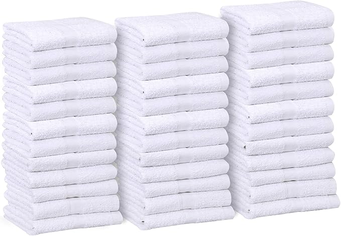 GOLD TEXTILES Bulk Pack 60 Pcs White Economy 15x25 Inches Basic Hand Towel